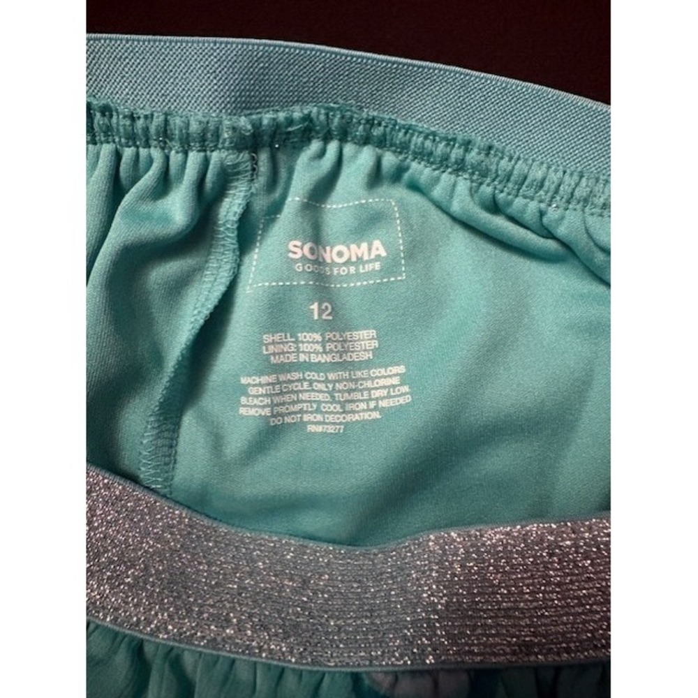 Sonoma girls size 12, unicorn and rainbow themed skirt, teal background - Picture 3 of 7